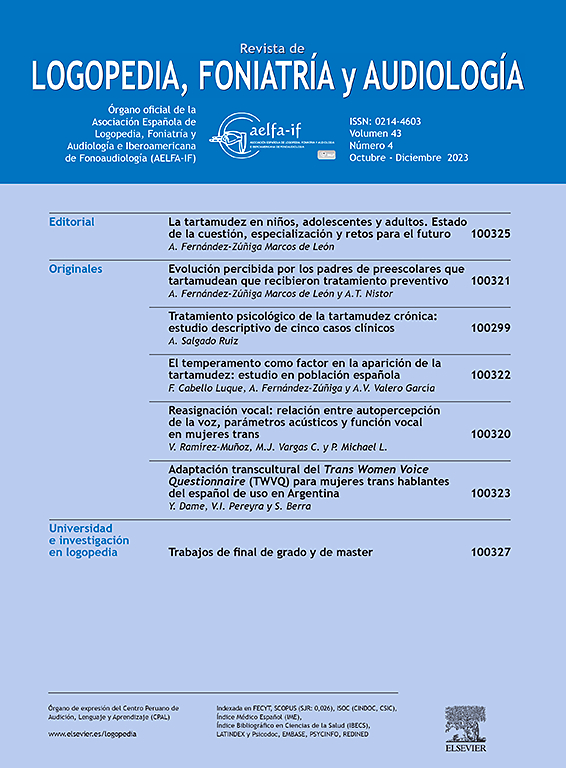 Go to journal home page - Revista de Logopedia, Foniatría y Audiología